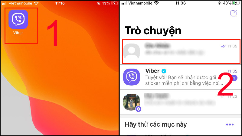  Bạn vào Viber > Chọn người cần gửi.